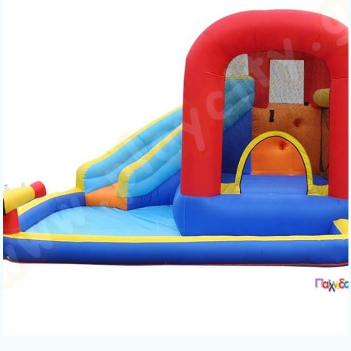 Castillo inflable con tobogán acuático y trampolín - 3