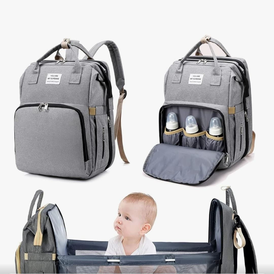🎒 Mochila cambiadora con cuna 👶✨ - 3