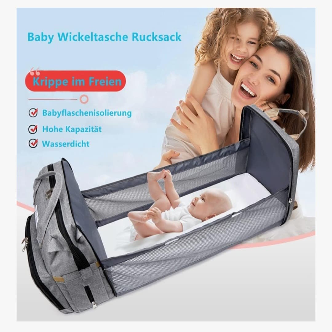 🎒 Mochila cambiadora con cuna 👶✨ - 2