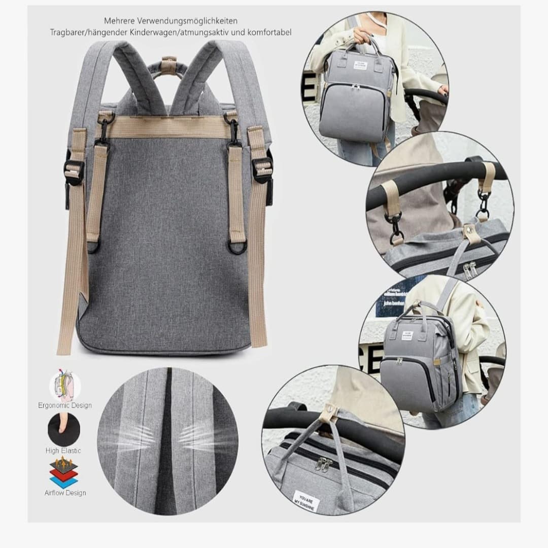 🎒 Mochila cambiadora con cuna 👶✨ - 6