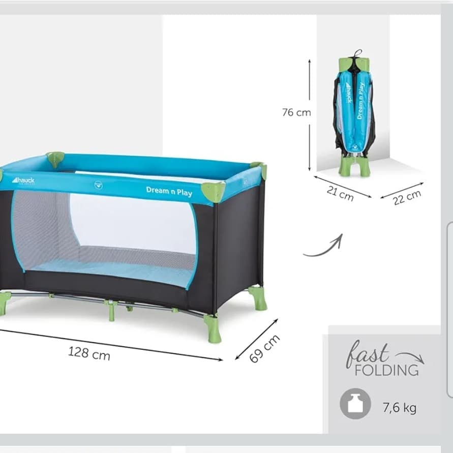 Berceau/lit de voyage + matelas ; Hauck Reisebett + Matratze