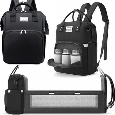 3-in-1-Wickeltaschenrucksack mit faltbarem Kinderbett