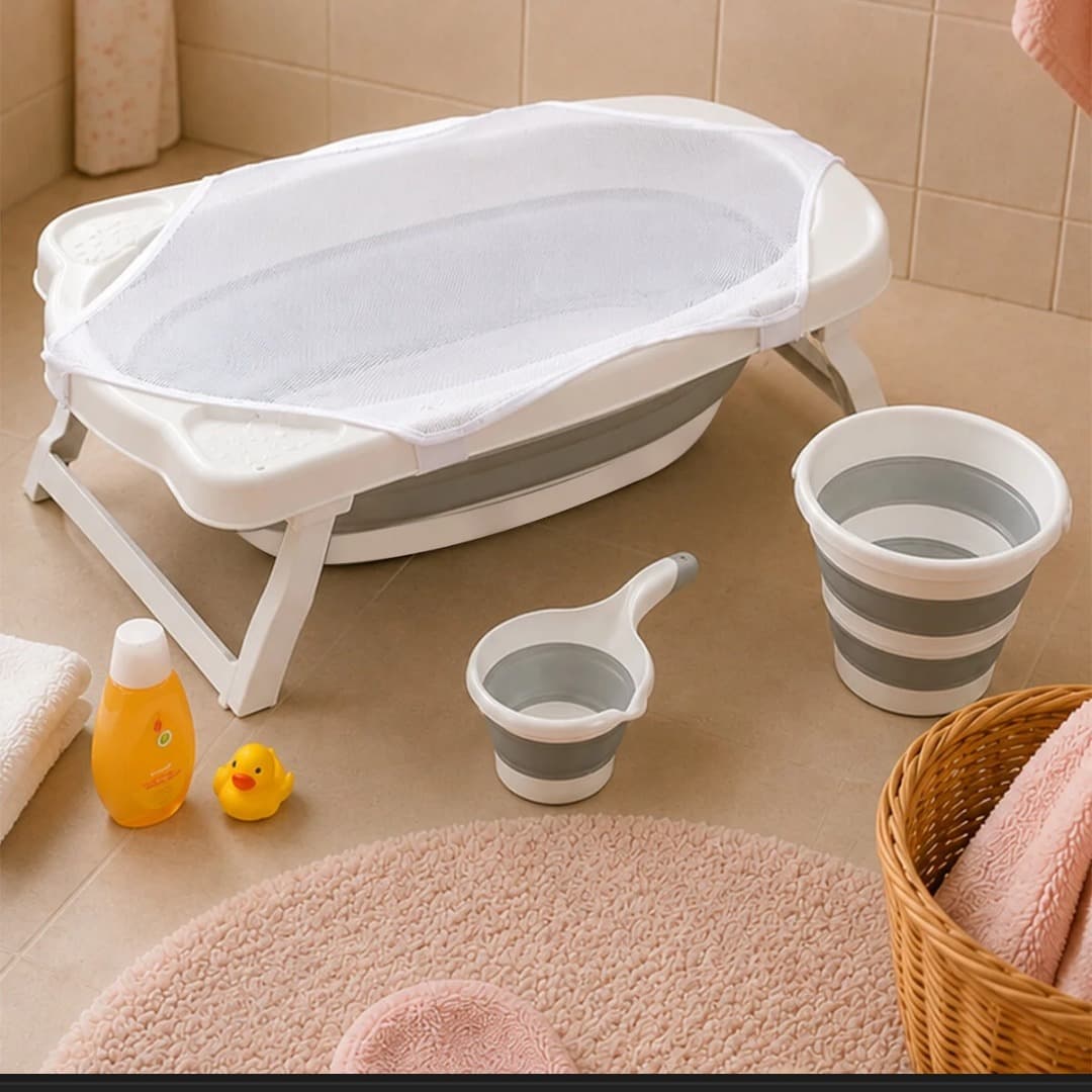Meleni Baby 4-Piece Folding Baby Bath Set (Grey) - 2