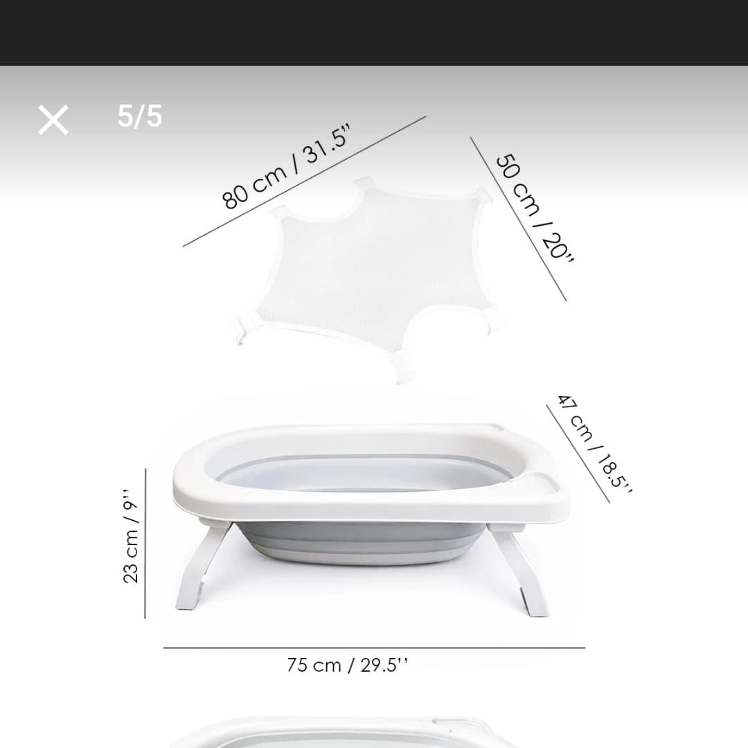 Meleni Baby 4-Piece Folding Baby Bath Set (Grey) - 4