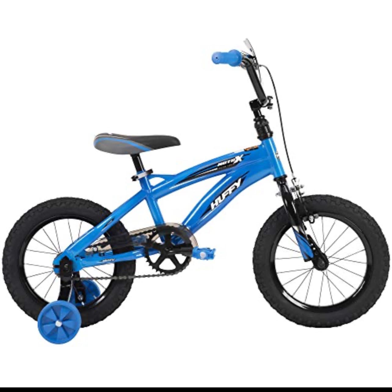 BICICLETTA DA RAGAZZO HUFFY MOTO X 14 POLLICI CON CASCO BLU/NERO, 2-6 ANNI