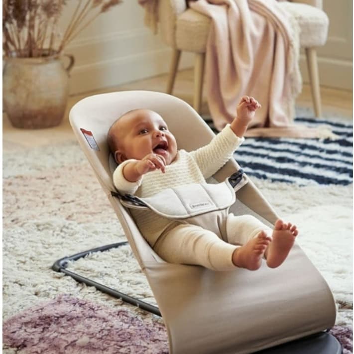 BabyBjörn Fabric Seat for Bouncer, Sand Gray, Cotton, Sand Gray, 1 Count (Pack of 1)