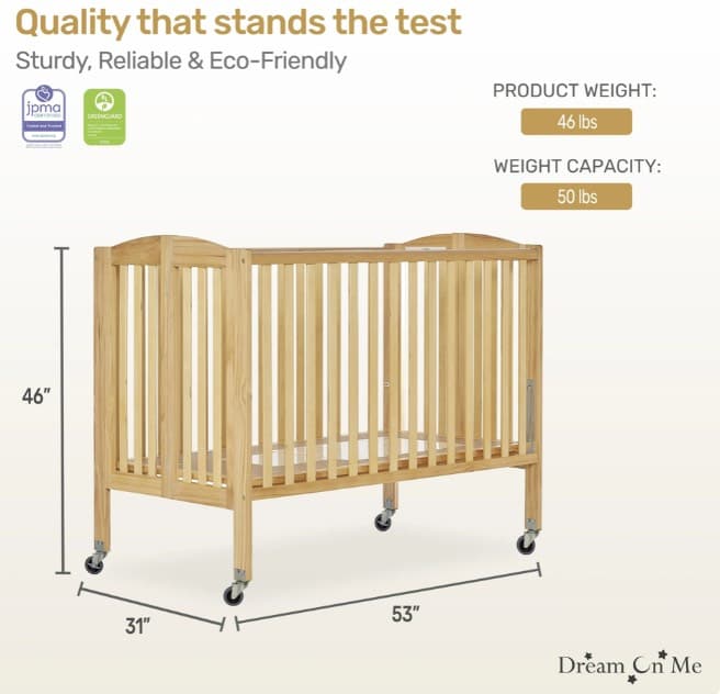 Full Size Folding Crib + Mattress and Linens - 3