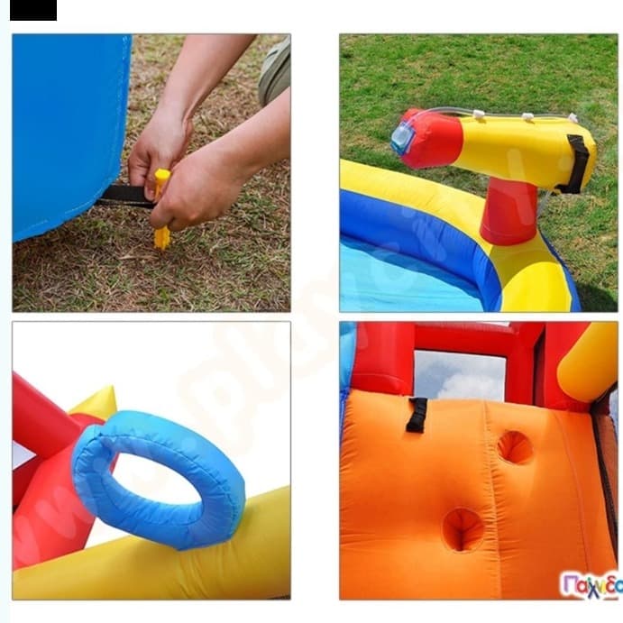 Castillo inflable con tobogán acuático y trampolín - 2