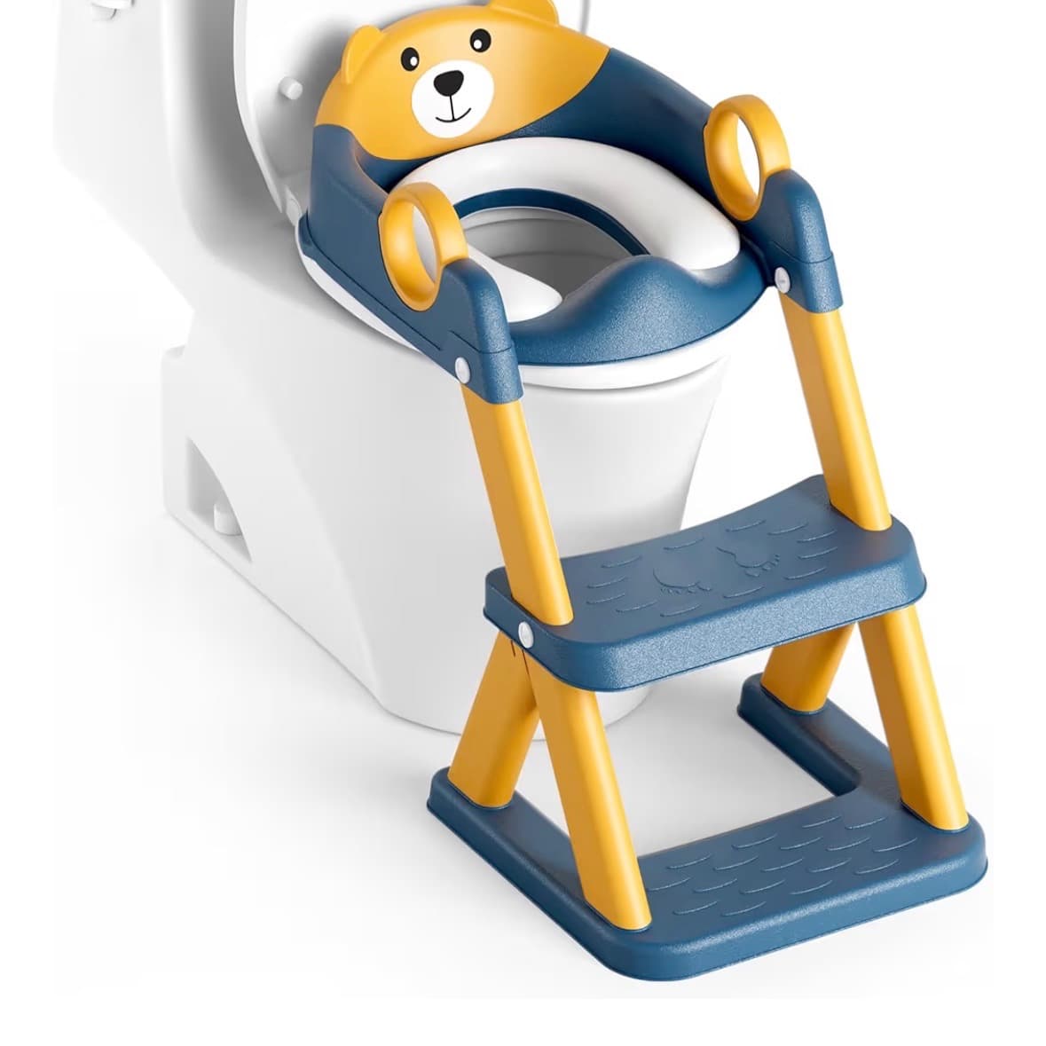 Siège d'apprentissage de la propreté, siège de toilette amélioré pour tout-petits pour enfants, garçons et filles, toilettes d'apprentissage de la propreté 2 en 1, marchepied antidérapant Splash Guard (bleu-jaune)