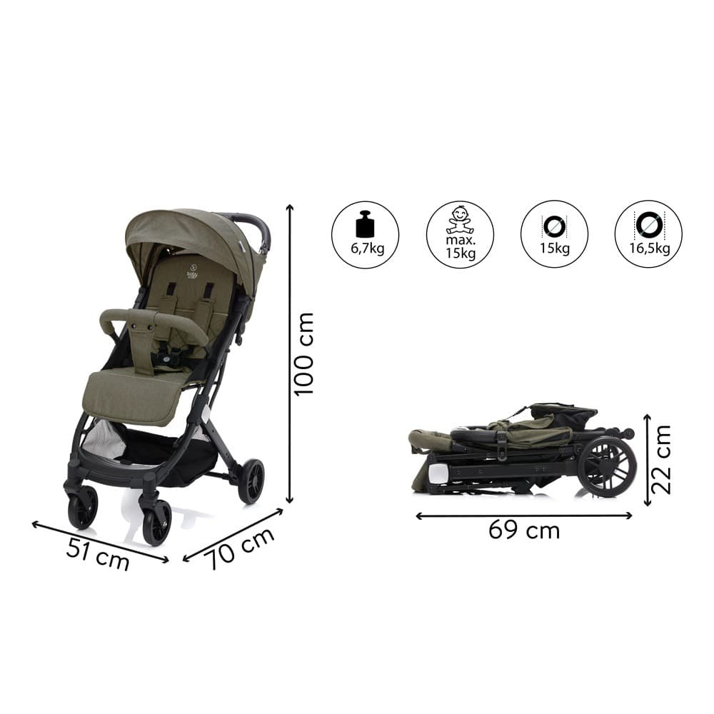 Passeggino da viaggio Fillikid Styler (Olive Melange) - 2