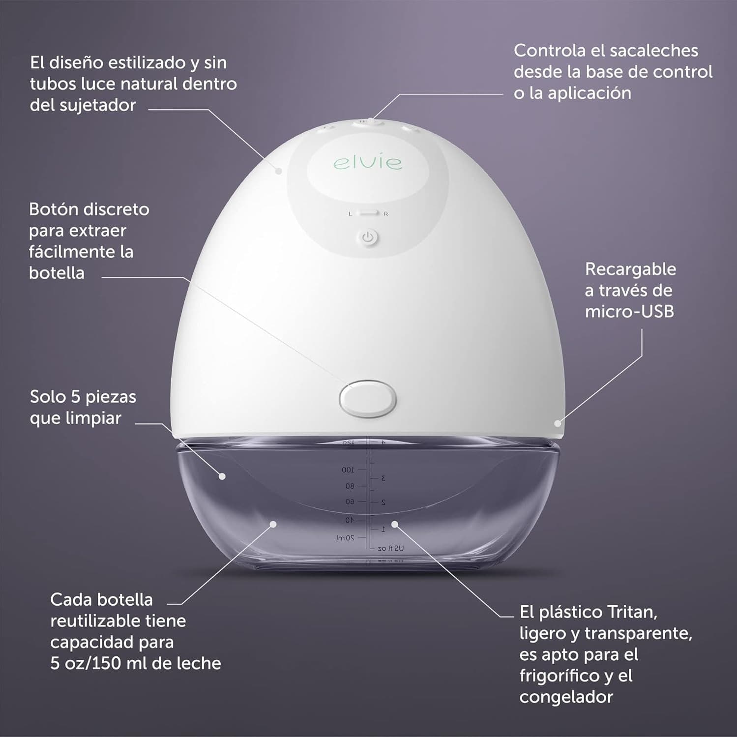 Tiralatte elettrico doppio Elvie Pump — Wireless e silenzioso - 3