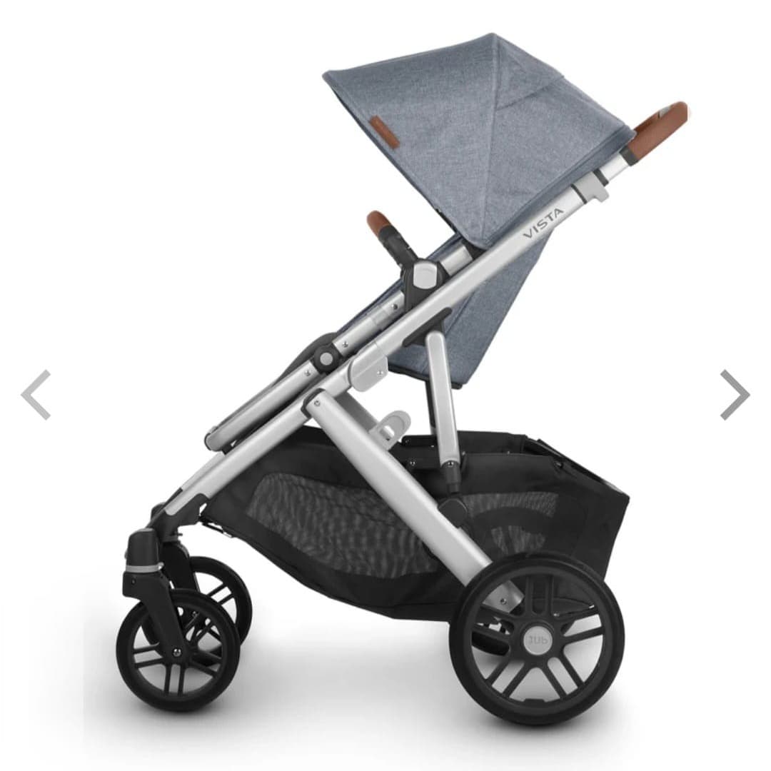 Poussette UppaBaby Vista V2 avec siège pour tout-petit - Gregory (bleu mélangé/argent/cuir de selle)