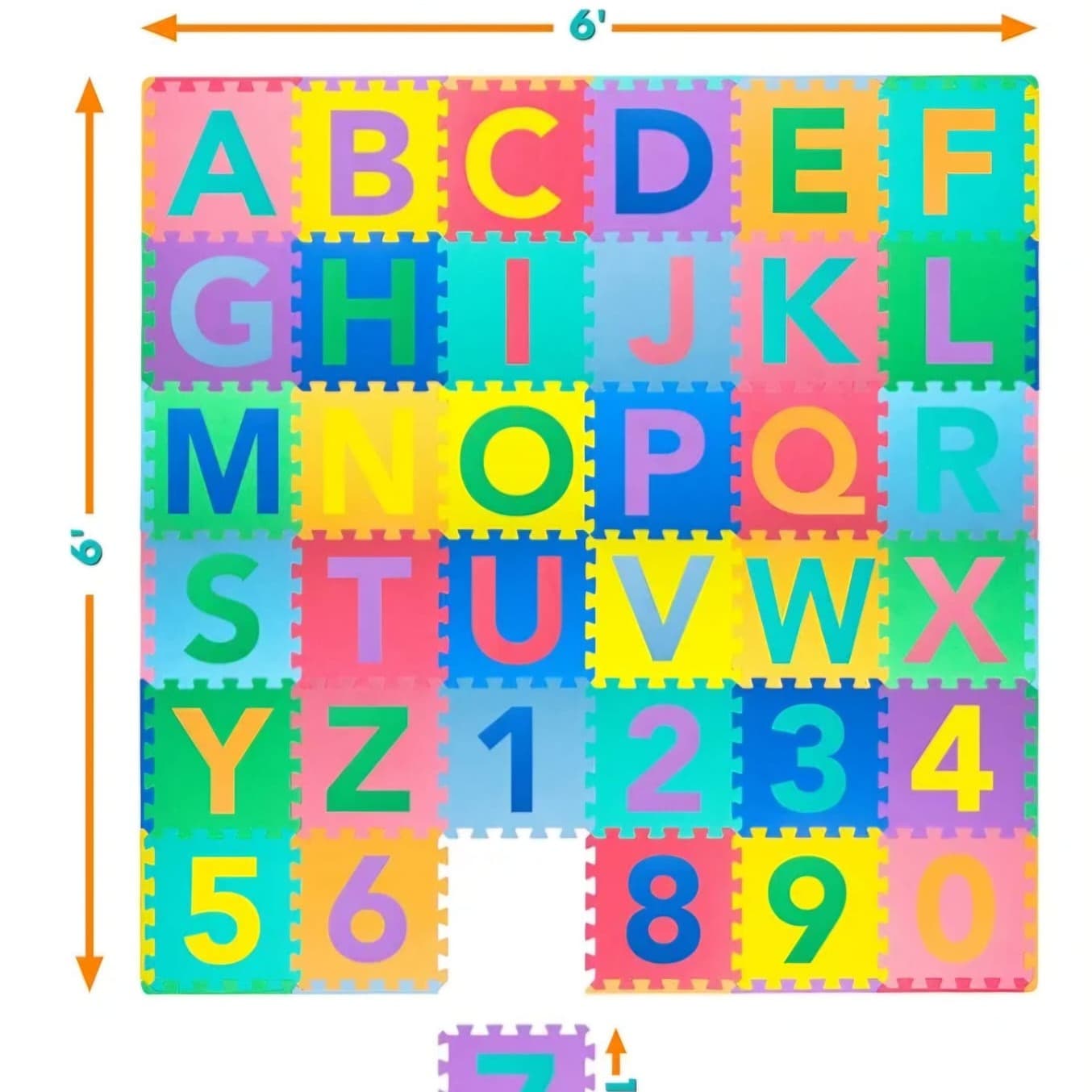 Tapis de jeu en mousse - Tapis de jeu avec alphabet et chiffres pour enfants (36 carreaux, 12 « x 12")