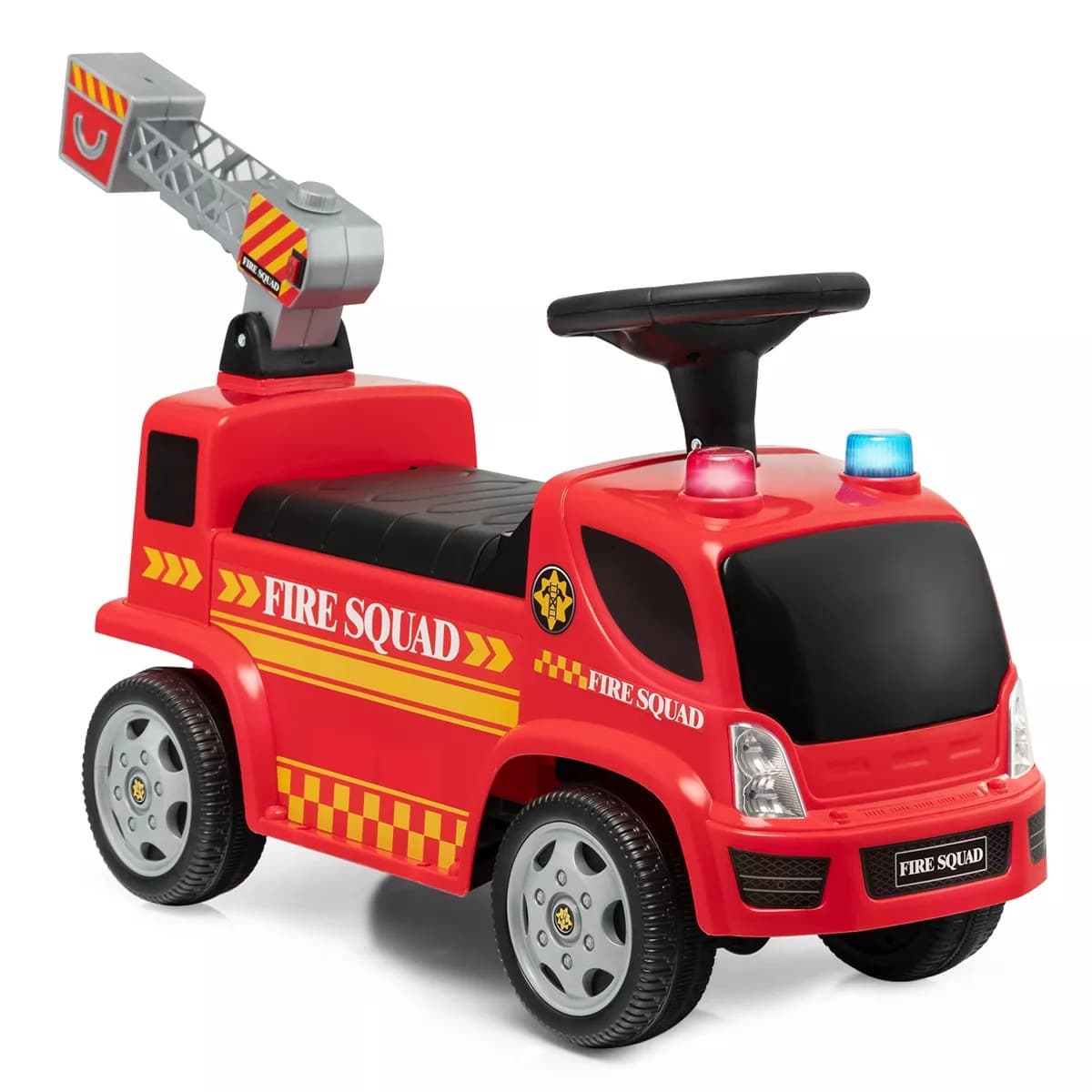 Jouet à monter sur un camion de pompiers avec machine à bulles, klaxon, musique et lumières (1,5 à 3 ans)