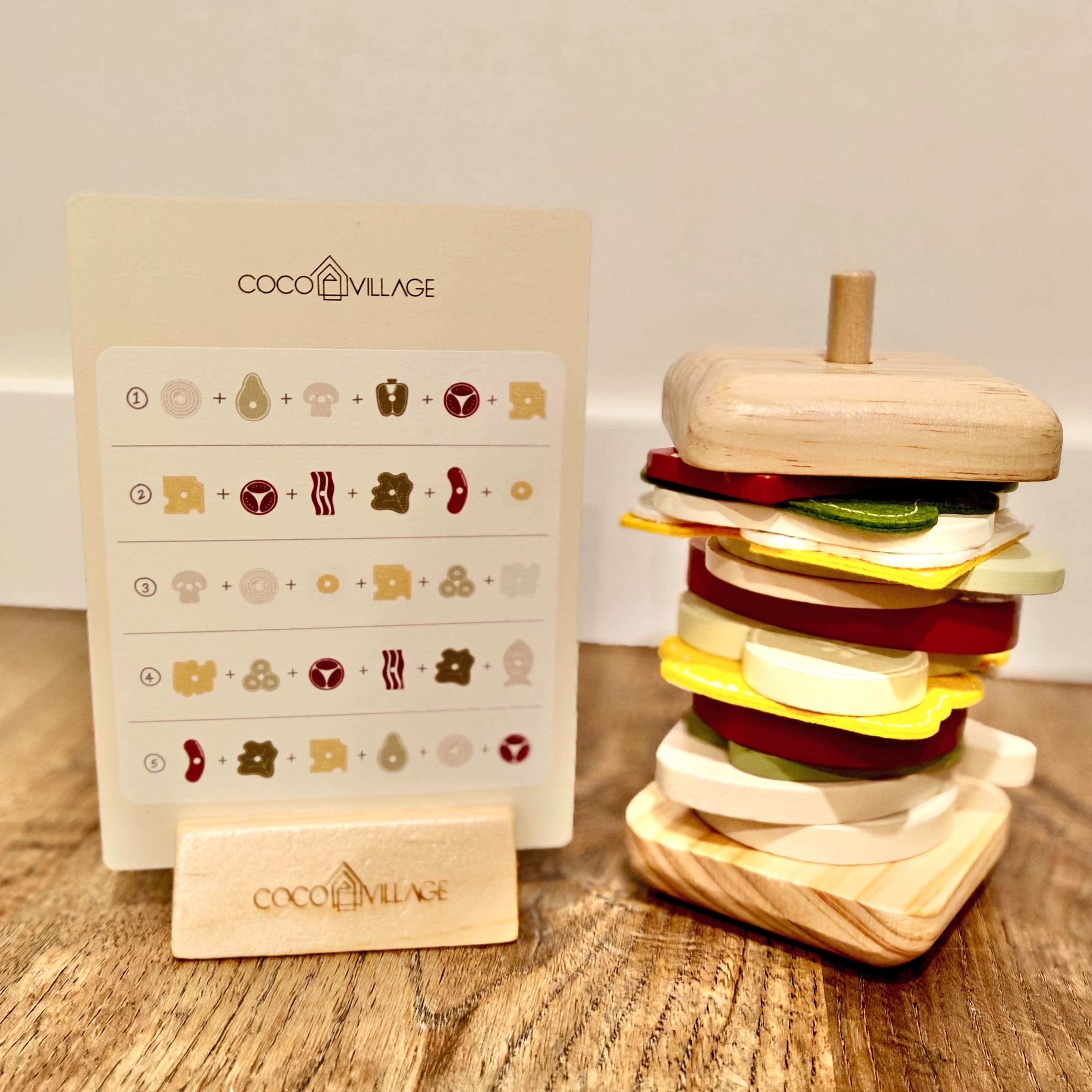 Puzzles und stapelbares Holzsandwich