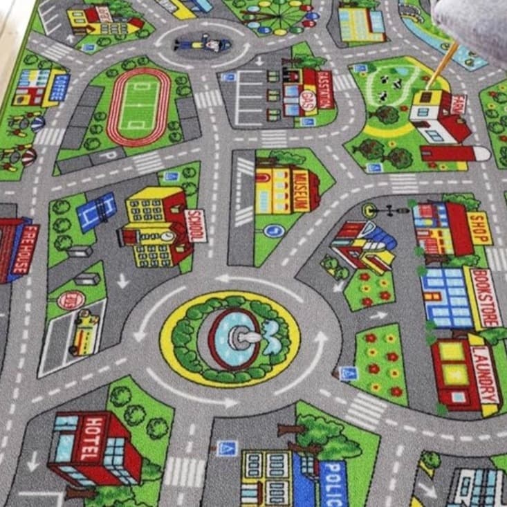 Alfombra con mapa de carreteras para niños