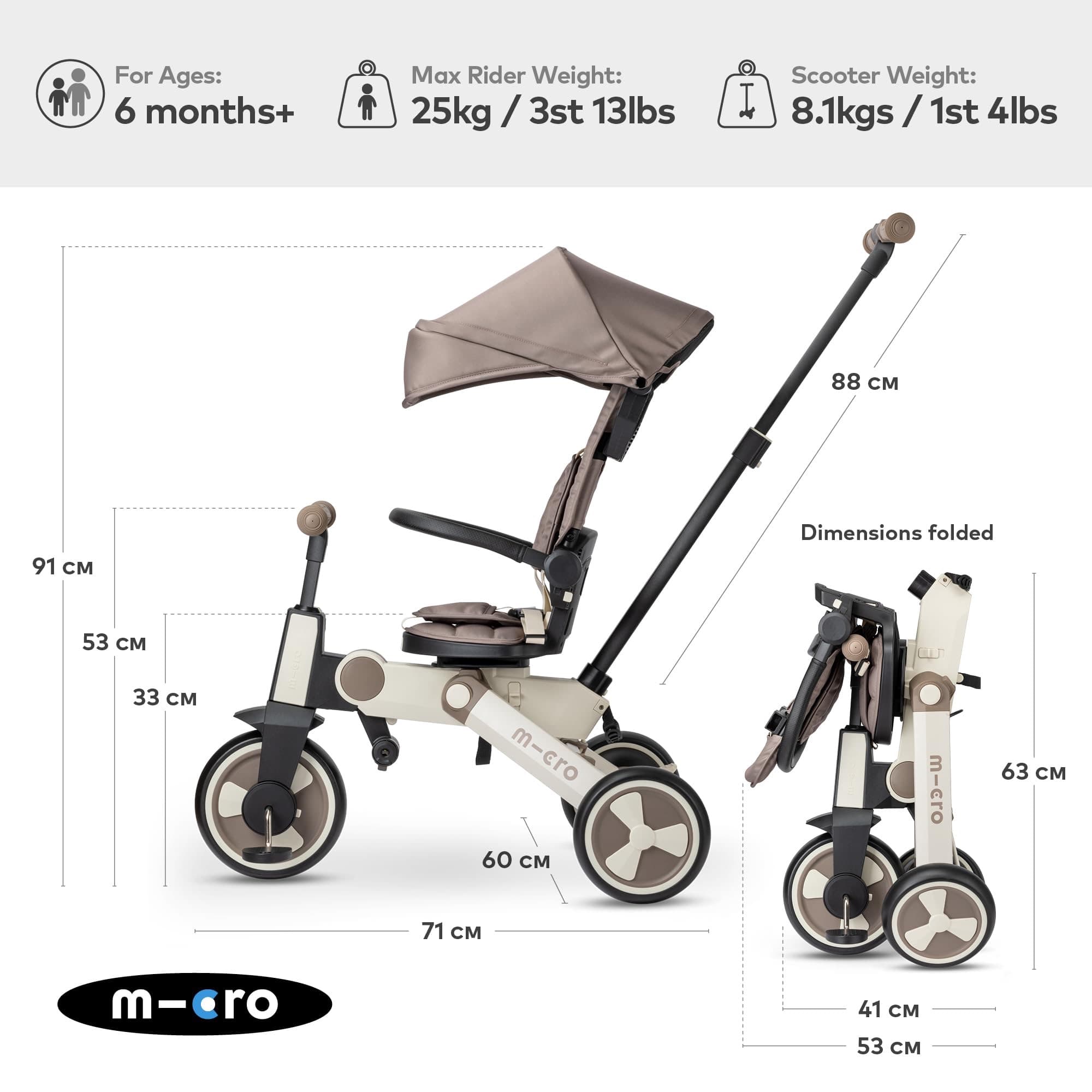 Bicicleta de paseo reversible plegable micro 4 en 1