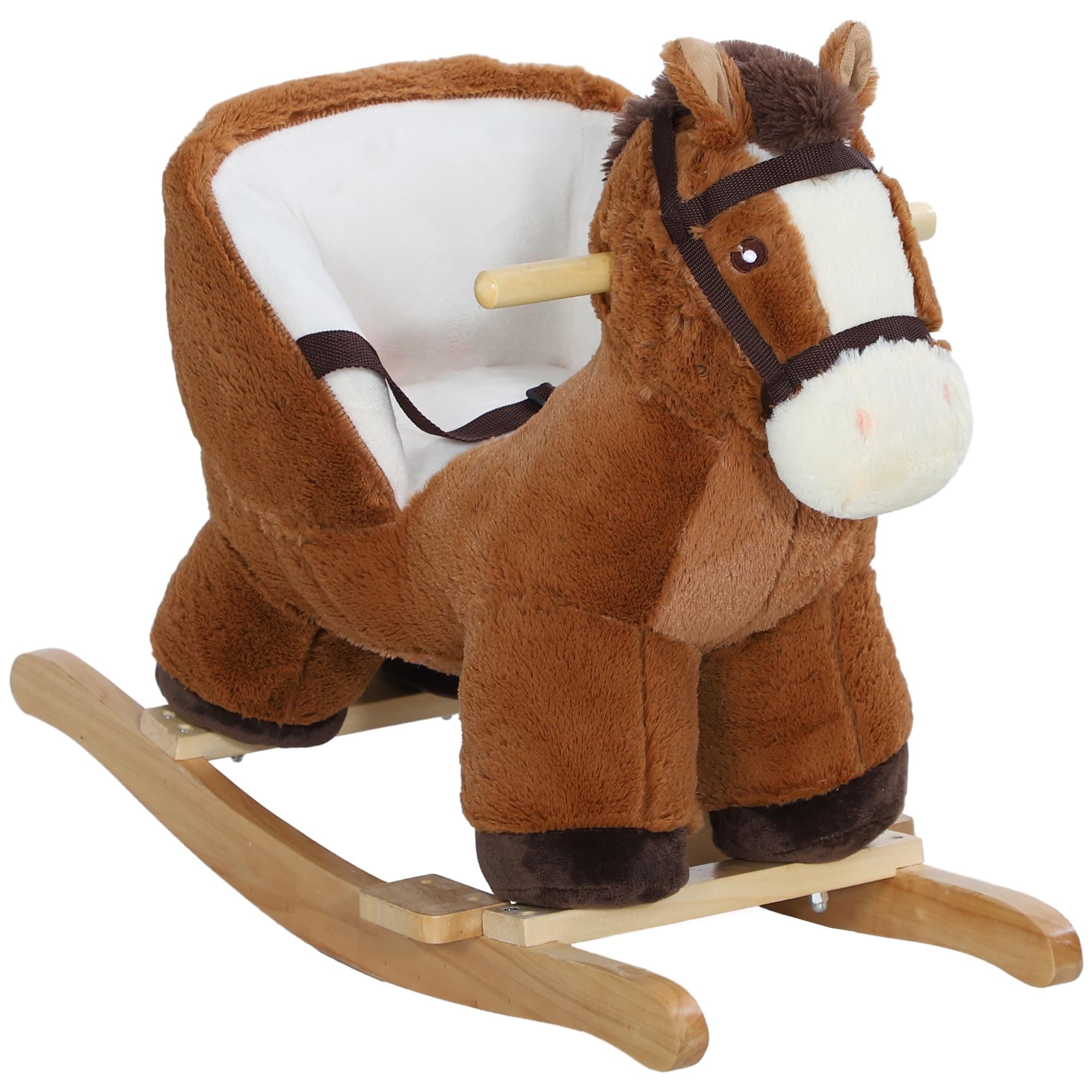 Caballo balancín de peluche/Caballo mecedor de peluche con asiento (+1 edad)