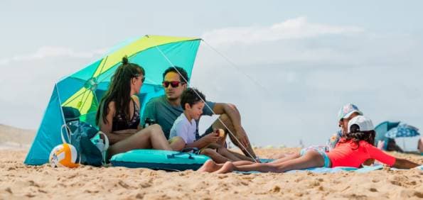 Iwiko 180 Blue Yellow UPF 50+ 3-Seater Refugio Beach Umbrella - 2
