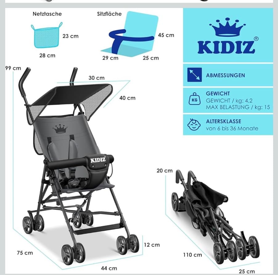 Baby stroller, foldable - 3