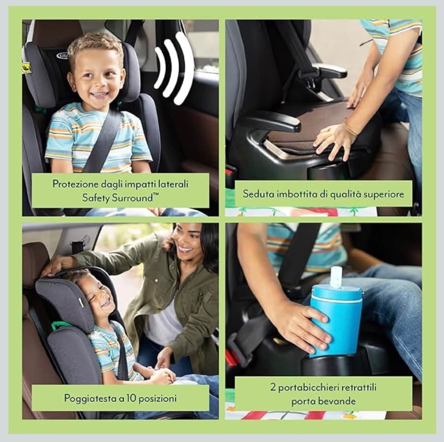 Asiento infantil, asiento elevador, reposabrazos y reposacabezas ajustables en altura - 4